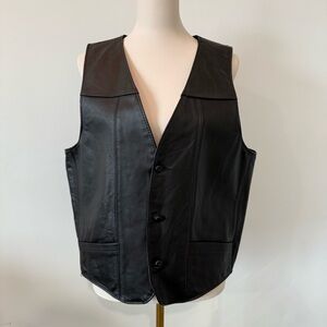 Men's Black Leather Vest